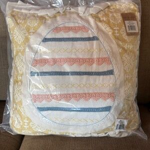 Pastel Easter Egg Ruffled Large Throw Pillow Bunny Egg New